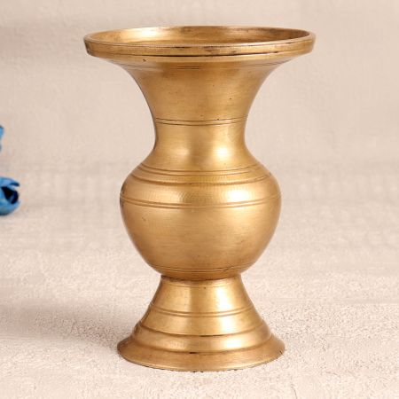 Unique Golden Brass Flower Pot in South Indian Art