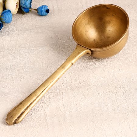 Elegant Golden Brass Holy Spoon Made of Premium Brass