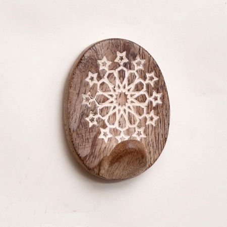 Wooden Brown Floral Sticky Hook for Wall