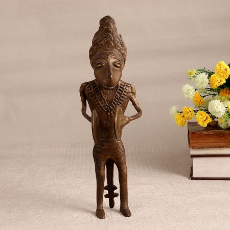 Handmade Brass Male Figure Statue Playing Cymbal for Decor