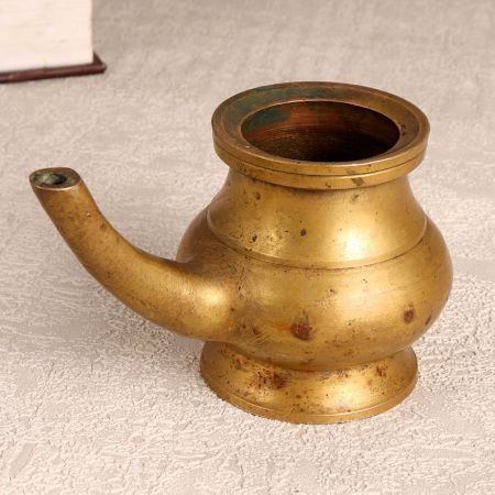 Antique Brown Finest Brass Water Pot with Spout for Prayer