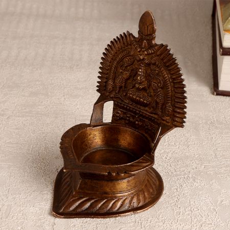 Handcrafted Vintage Brass Gajlaxmi Oil Lamp for Home Decor