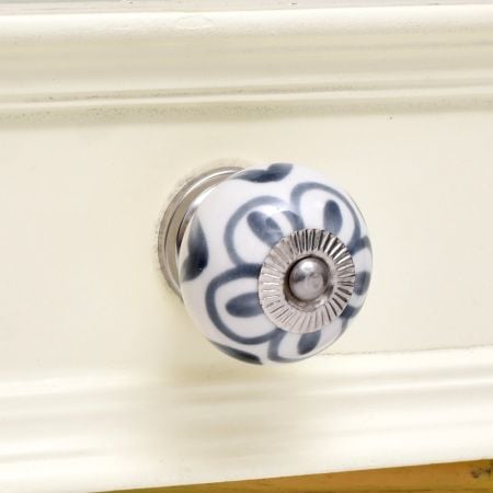 Grey Flower Ceramic Knob