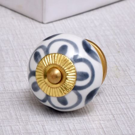 Grey Flower Ceramic Knob