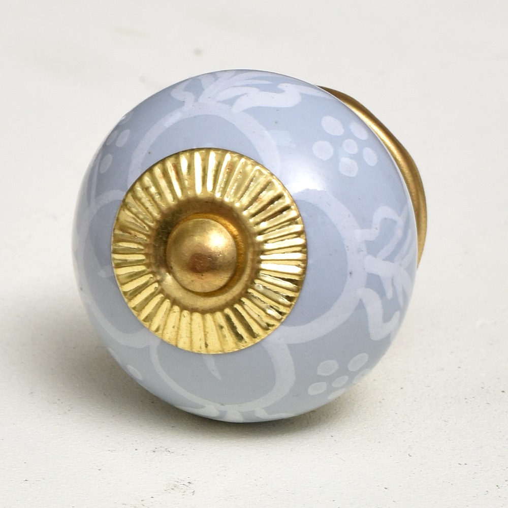 Grey Floral Knob
