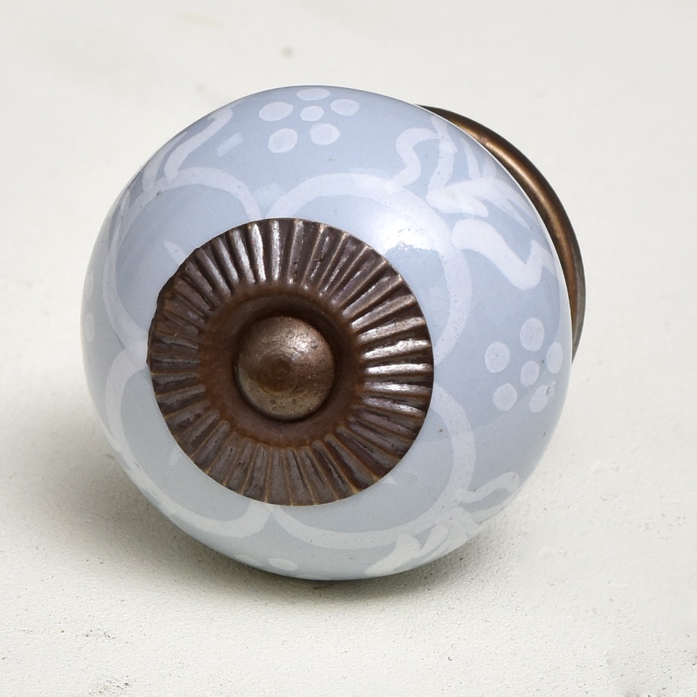 Grey Floral Knob