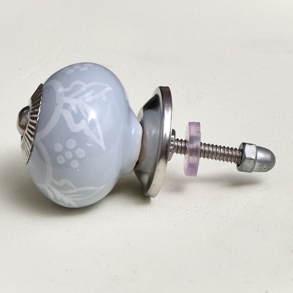 Grey Floral Knob