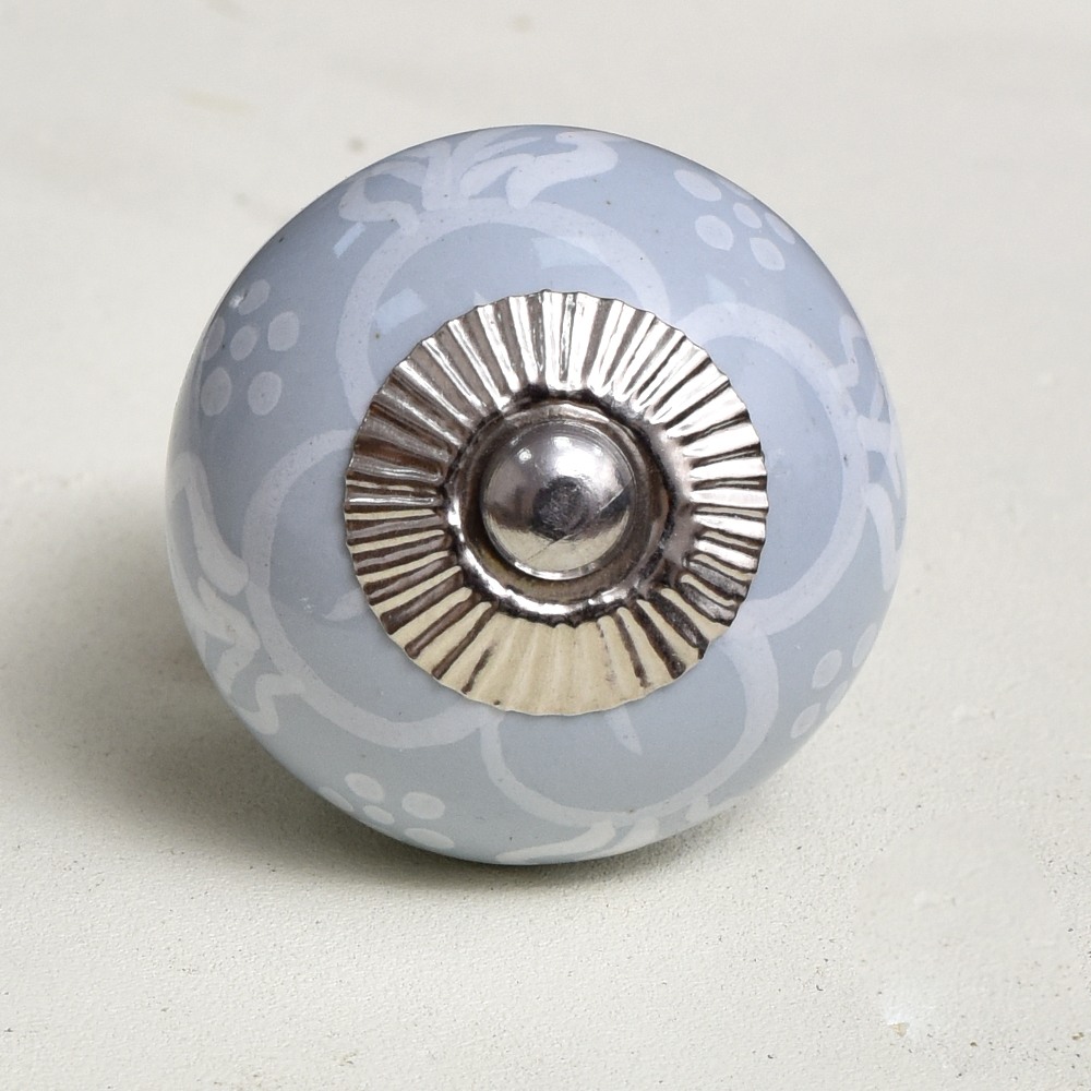 Grey Floral Knob