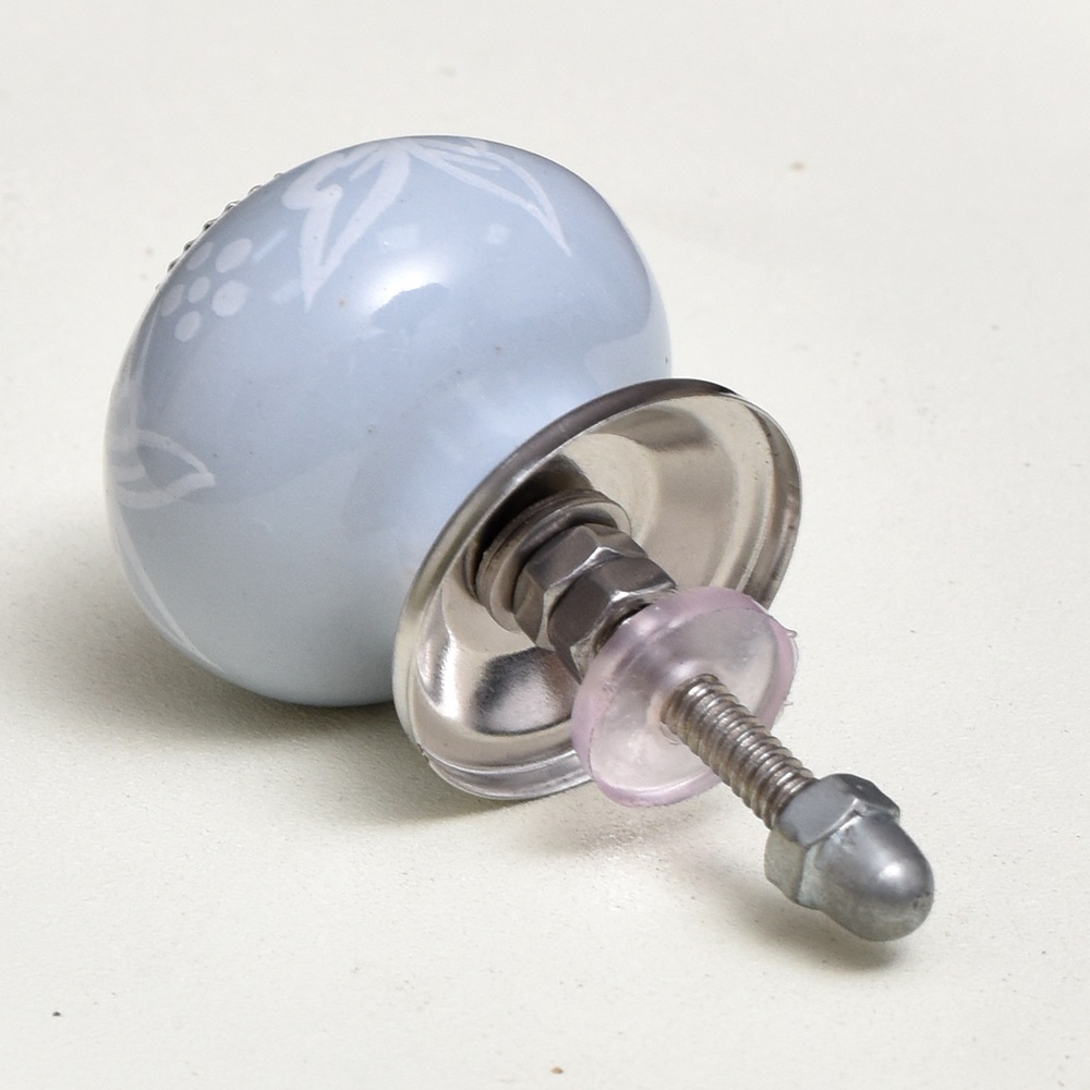 Grey Floral Knob