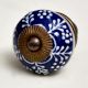 Navy Blue White Leaf Knob