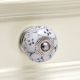Grey Dotted Ceramic Floral Cabinet Knobs