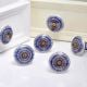 Blue Sapphire Hue Golden Pattern Ceramic Cabinet Knob - Pack of 6