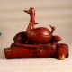 Vintage Wooden Duck Statue in Antique Brown Finish