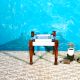 Sinhasan Solid Wood Charpai Chair Blue and White