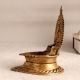 Vintage Brown Brass Gajalaxmi Oil Lamp for Prayer and Decor