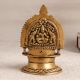 Vintage Brown Brass Gajalaxmi Oil Lamp for Prayer and Decor