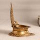 Vintage Brown Brass Gajalaxmi Oil Lamp for Prayer and Decor