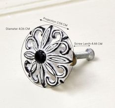 Antique White Floral Iron Cabinet Knobs