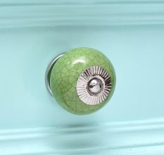 Pea Green Ceramic Crackle Drawer Knob