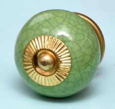 Pea Green Ceramic Crackle Drawer Knob