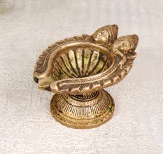 Antique Brown Brass Oil Lamp Diya for Prayer Room
