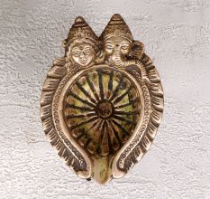 Antique Brown Brass Oil Lamp Diya for Prayer Room
