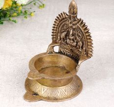 Handcrafted Gajlaxmi Brass Oil Lamp for Decor and Collection