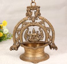 Handmade Hanging Gajalakshmi Oil Lamp Made of Finest Brass