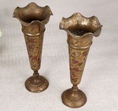 Engraved Finest Brass Flower Pot for Decoration in Set of 2