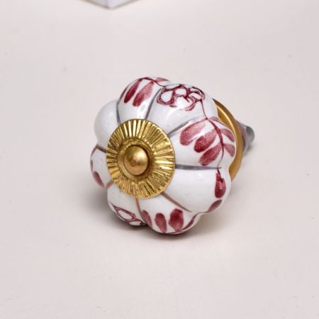 Maroon Flower Knob