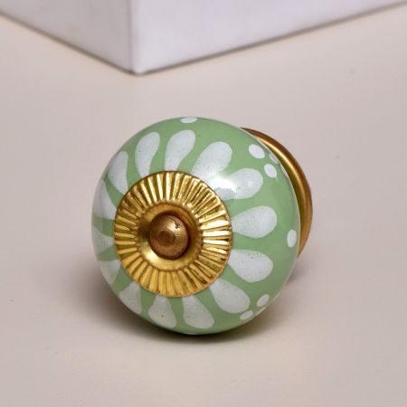 Sage Green Floral Ceramic Wardrobe Knobs Online