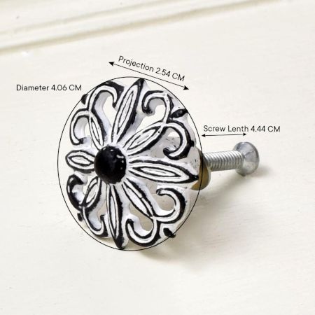 Antique White Floral Iron Cabinet Knobs