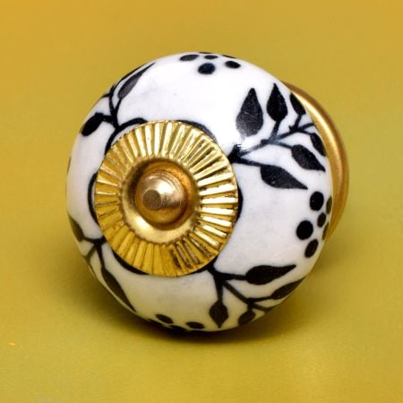 Black Floral Knob