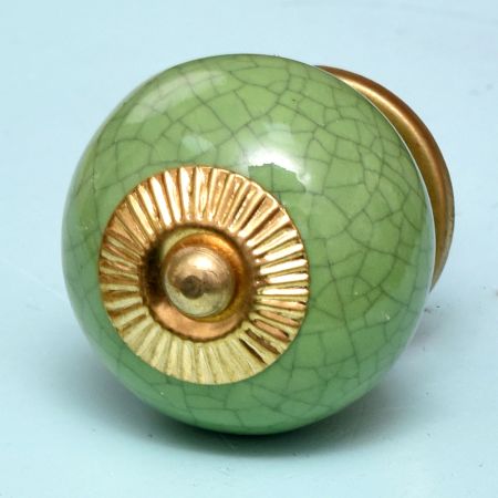 Pea Green Ceramic Crackle Drawer Knob