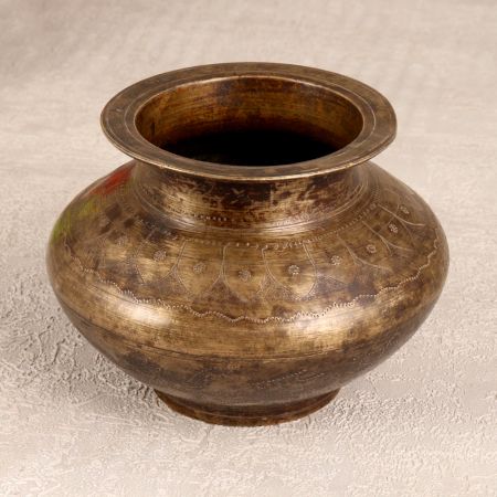 Beautiful Elegant Brown Brass Holy Water Pot for Prayer