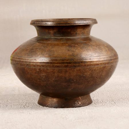 Traditional Brown Brass Holy Water Pot for Auspicious Occasion