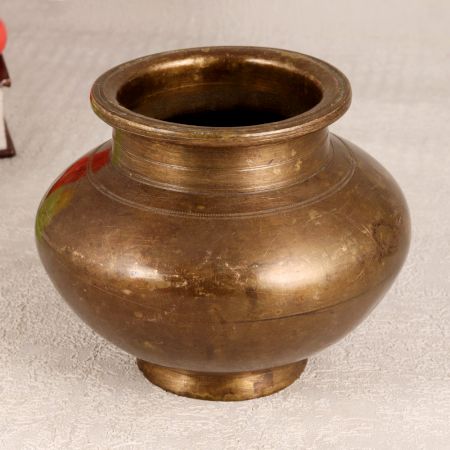 Elegant Brown Holy Water Pot Made of Brass for Prayer Room