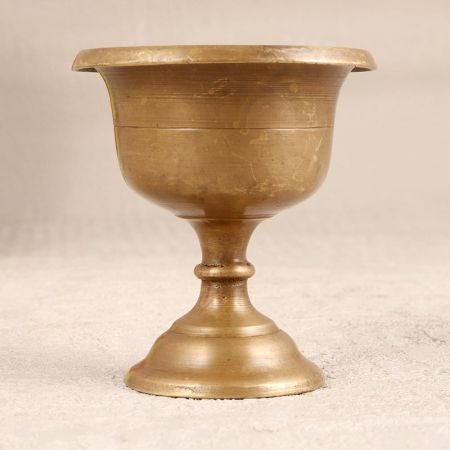 Handmade Vintage Brass Kumkum Cup in Elegant Brown Finish