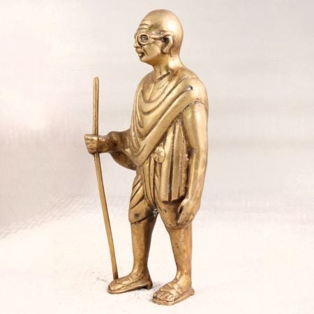 Handcrafted Brass Mahatma Gandhi Statue in Antique Brown Finish