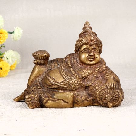 Nepalese Art Finest Brass Statue of Lord Kuber for Home Decor