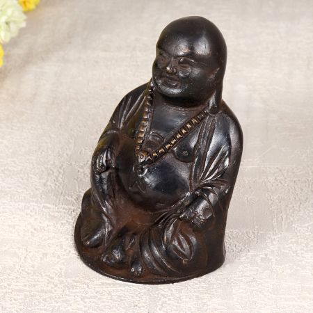 Handmade Dark Finish Laughing Buddha Made of Finest Brass