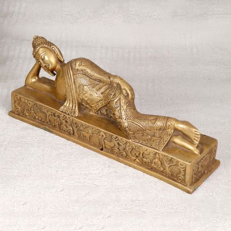 Handmade Brown Finish Lord Buddha Brass Statue for Decor