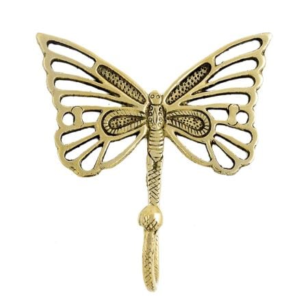 Handmade Golden Brass Butterfly Wall Mounted Hook for Hanging Clothes