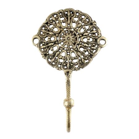 Golden Round Floral Wall Brass Decorative Hook