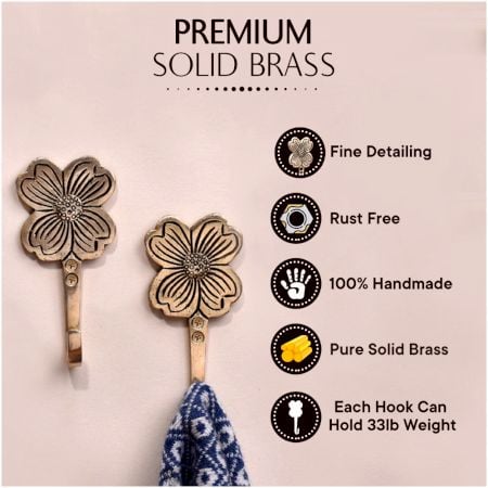 Brass Floral Single Wall Hook