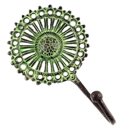 Antique Green Sunflower Wall Brass Decorative Hook