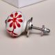 Red Leaf Floral Ceramic Knob