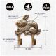 Golden Brass Bunny Rabbit Textured 2 Wall Hook
