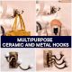 3 in 1 Antique Metal and Ceramic Wall Hooks