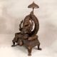 Finest Brass Statue of Lord Ganesha Sitting on Throne for Worship